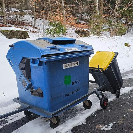 Transportwagen DUO für 1100 Liter Rollcontainer und zwei Mülltonnen